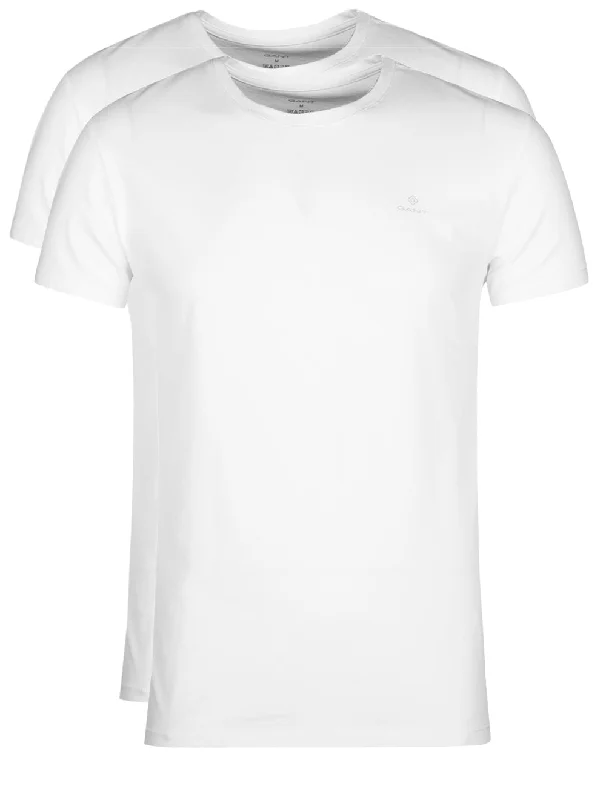 Men's long - sleeve henley t - shirts with button - down plackets2-Pack Crew Neck T-Shirts White