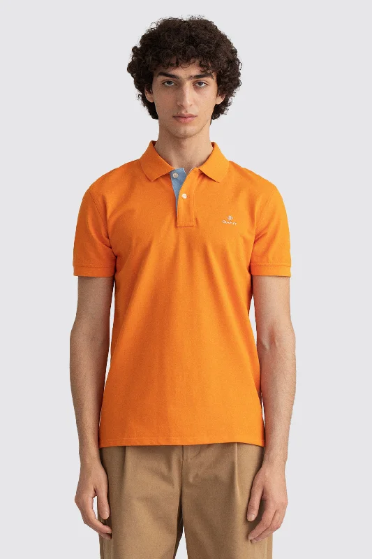 Men's color - block polo shirts with a bold fashion statementGant Pique SS Rugger Russet Orange