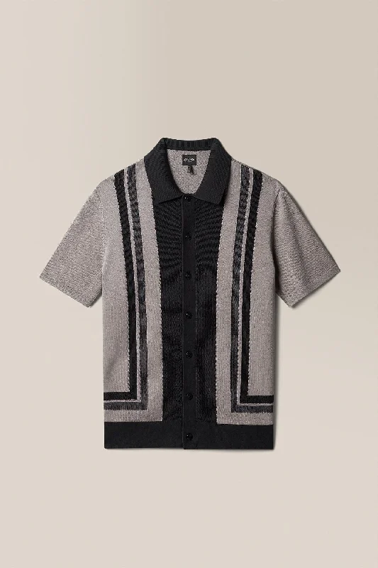 Men's jacquard woven polo shirts with intricate designsEssex Striped Knit Polo | Cotton