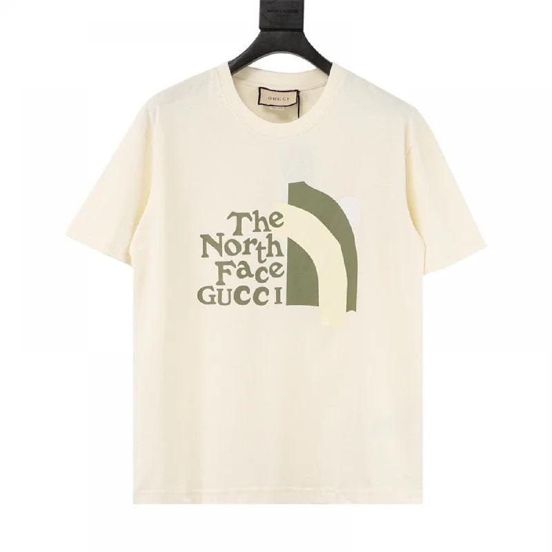 Men's high - collar polo shirts with a modern twistGU - Men 'Beige' The North Face Gucci Printed Oversized T-Shirt GU816