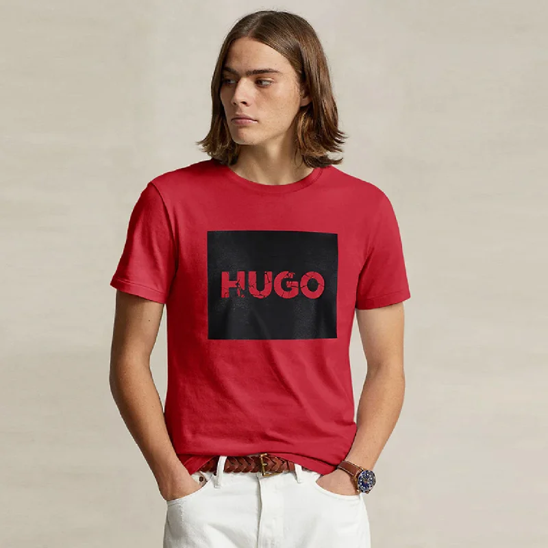 Men's UV - protected polo shirts for outdoor gardeningHU - Men 'Red' Hugo Printed Logo T-Shirt HU870