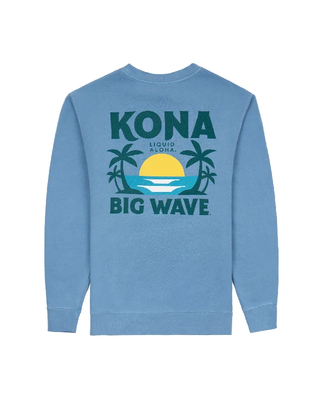 Men's long - sleeve henley t - shirts with button - down placketsKona x Jack's "Liquid Aloha" Pigment Crewneck