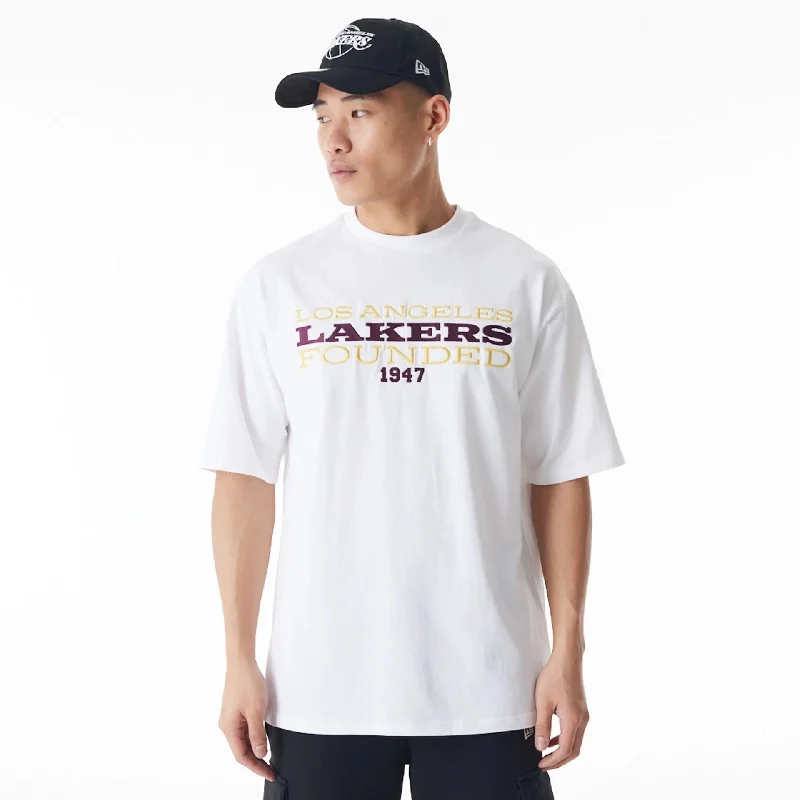 Men's moisture - wicking athletic t - shirts for intense workoutsLA Lakers NBA Lifestyle White T-Shirt