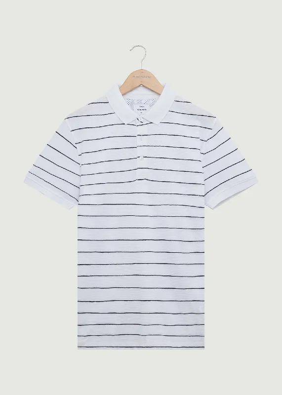 Men's ribbed cuffs and hem polo shirts for a textured lookLappard Polo Shirt - White/Black