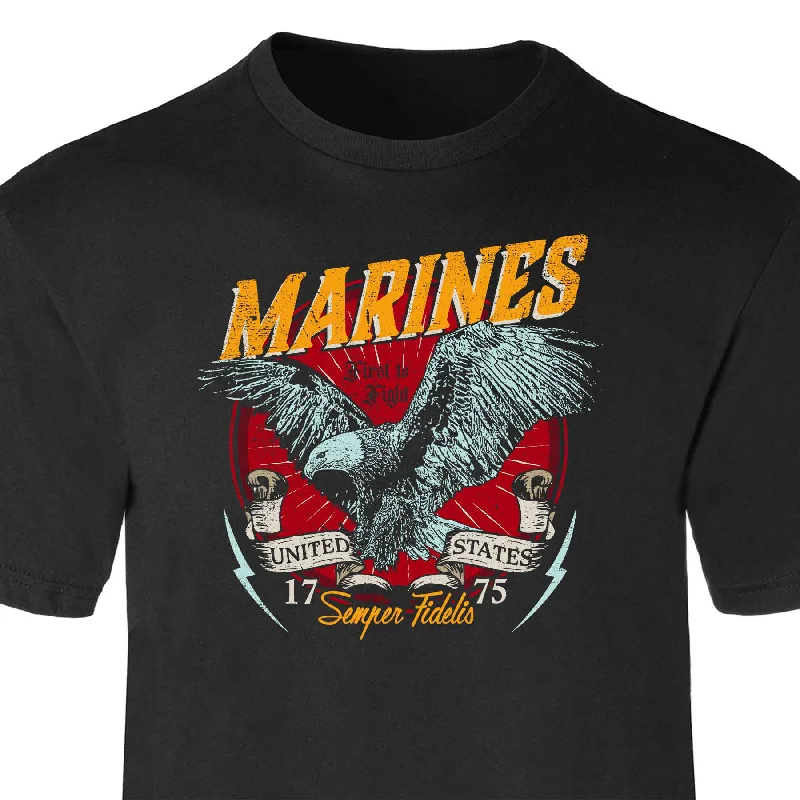 Men's distressed denim - look t - shirts with a rugged appealMarines First To Fight Eagle T-shirt