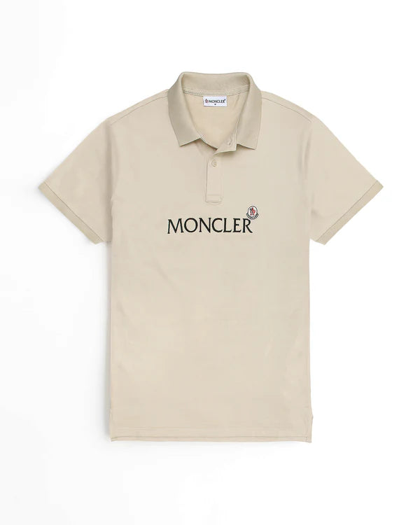 Men's reversible polo shirts with two different looksMO - Men 'Beige' Moncler Embroidered Logo Polo MO881