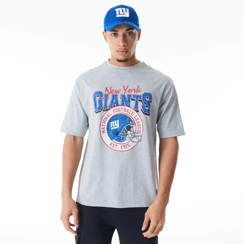 Men's antimicrobial t - shirts for odor - free freshness during travelNew York Giants NFL Helmet Graphic Grey Oversized T-Shirt