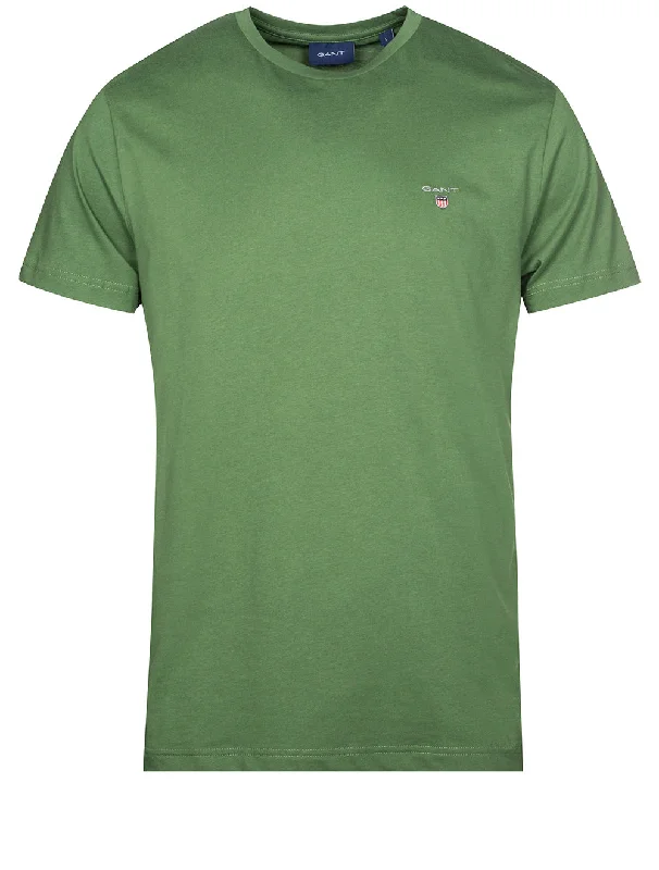 Men's short - sleeve linen t - shirts for summer beach outingsOriginal T-Shirt Leaf Green