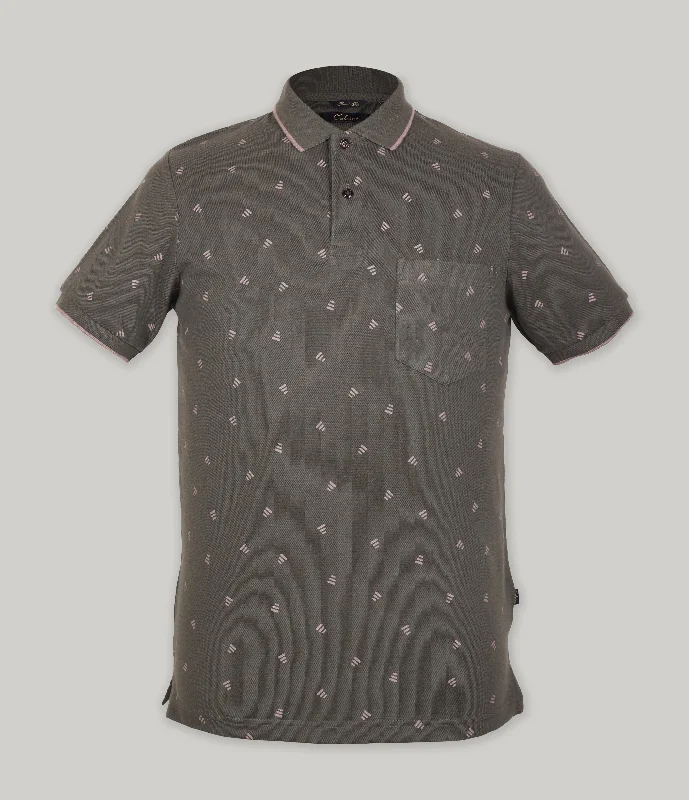 Men's jacquard woven polo shirts with intricate designsPique Print Polo