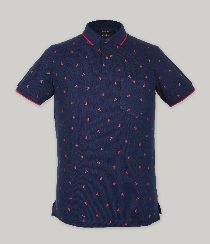 Men's antimicrobial polo shirts for odor - free daily wearPique Print Polo