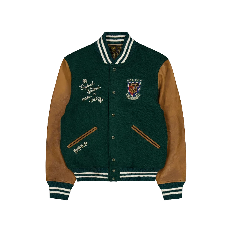 Men's long sleeve classic fit polo shirts with embroidered logosVarsity-Inspired Jacket Moss Agate