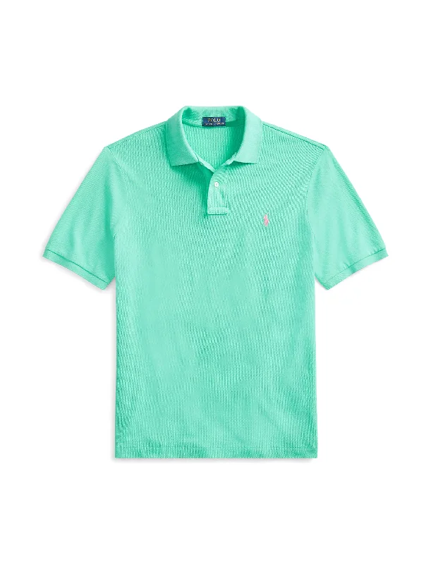 Men's two - tone stripe polo shirts with a preppy stylePolo Ralph Lauren Slim Fit Mesh Polo Sunset Green