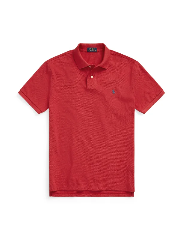 Men's plus size golf polo shirts in moisture wicking fabricPolo Ralph Lauren Custom Mesh Polo Sunrise Red