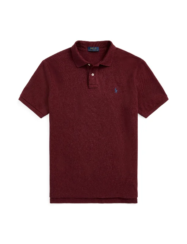 Men's slim fit short sleeve polo shirts with contrast collarsPolo Ralph Lauren Custom Mesh Polo Wine