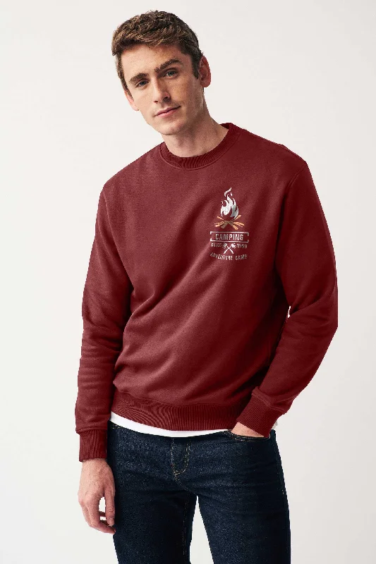 Men's color - block polo shirts with a bold fashion statementPolo Republica Men's Camping Embroidered Fleece Sweat Shirt