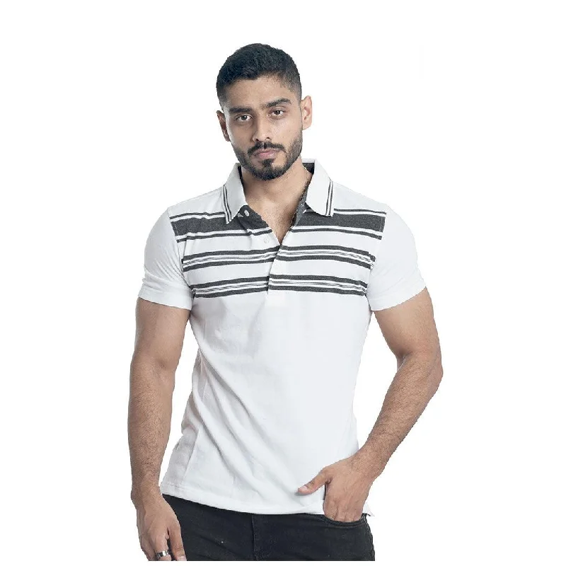 Men's luxury cashmere blend polo shirts in solid colorsPolo T-Shirt Short Sleeves - WHITE