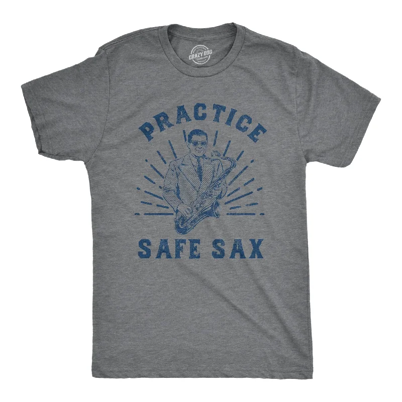 Men's eco - friendly recycled t - shirts for sustainable fashion choicesPractice Safe Sax Men's T Shirt