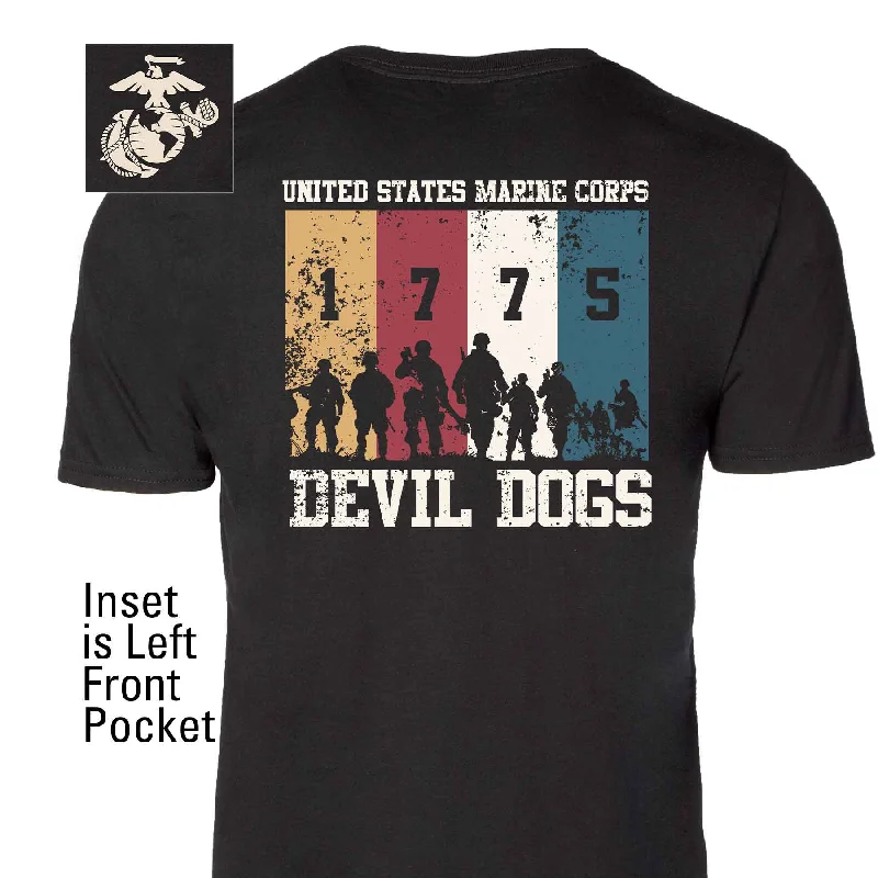 Men's antimicrobial t - shirts for odor - free freshness during travel1775 Devil Dogs Back With Front Pocket T-shirt