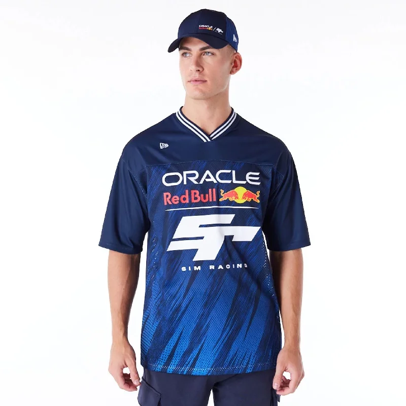 Men's polo t - shirts with a contrast collar for a preppy lookRed Bull  Sim Racing Navy V Neck Jersey