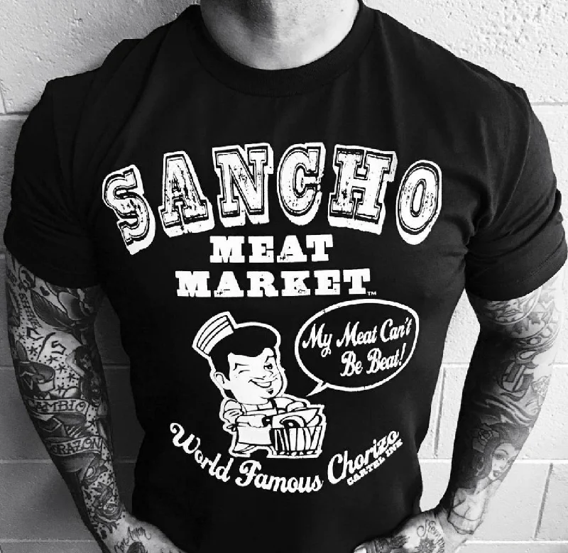 Men's slim - fit graphic t - shirts with vintage rock band printsSancho Meat Market Men's T-Shirt