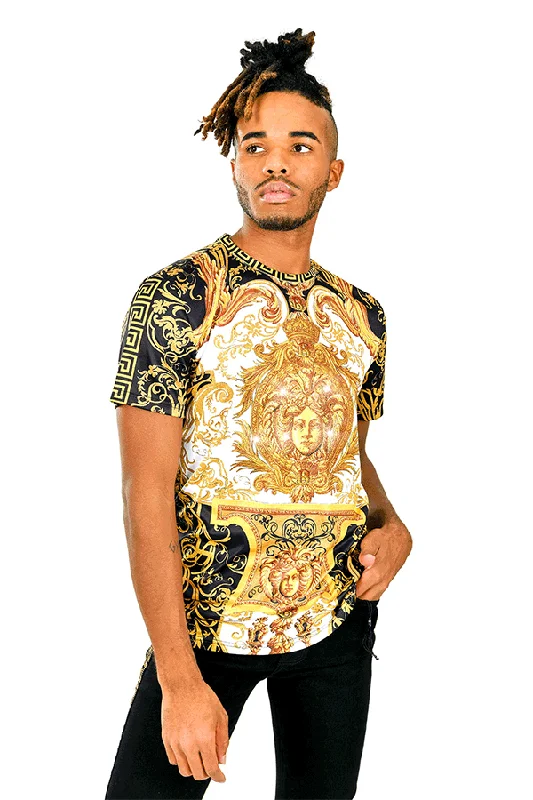 Men's UV - protection t - shirts for outdoor activities in the sunBaroque Era STONE Rhinestone T-Shirt