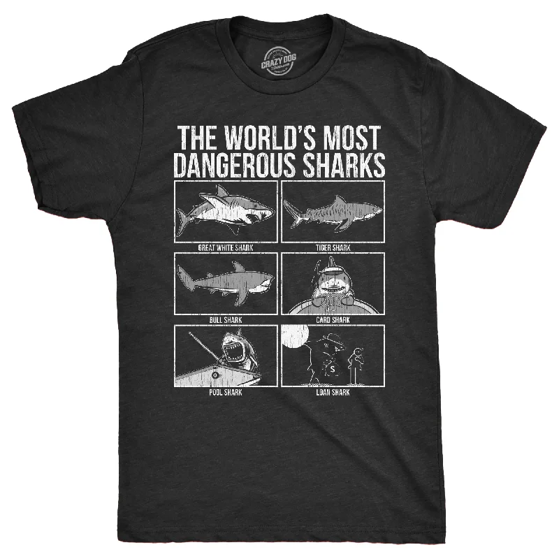 Men's slim - fit graphic t - shirts with vintage rock band printsThe Worlds Most Dangerous Sharks Men's T Shirt