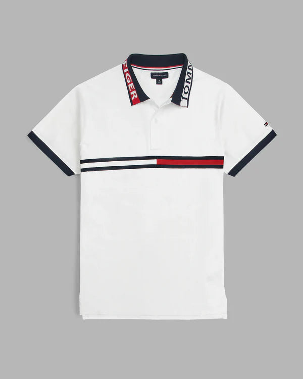 Men's formal - style silk blend polo shirts for special occasionsTM - Men 'White' Tommy Jacquard Collar Polo TM900