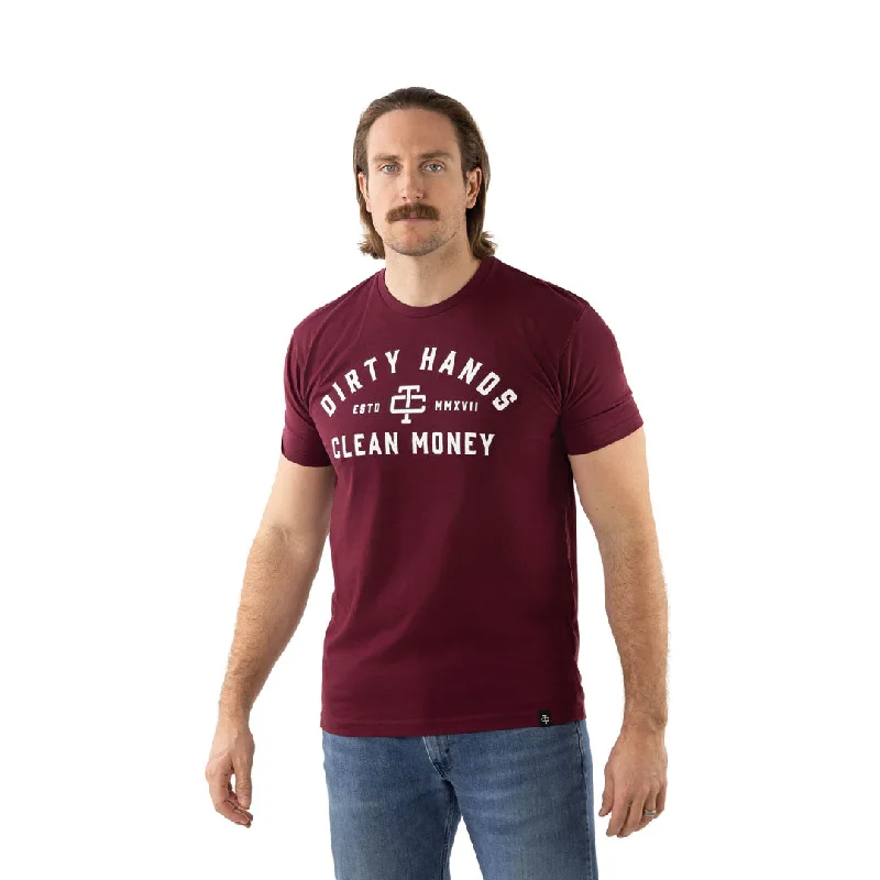 Men's moisture - wicking athletic t - shirts for intense workoutsTroll Co. Men's "Dirty Hands Clean Money" Short Sleeve T-Shirt_Maroon