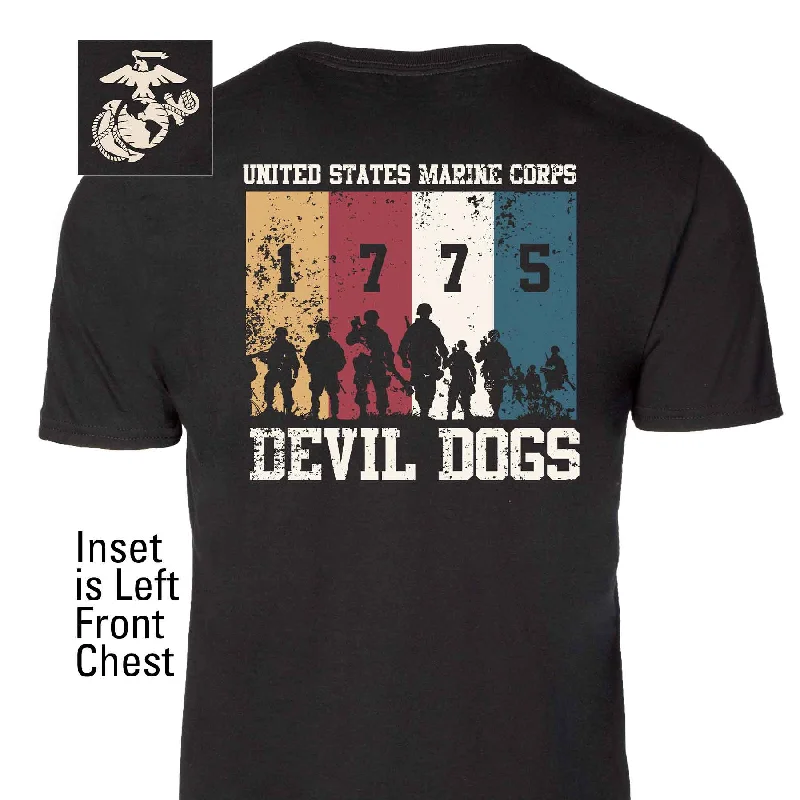 Men's lightweight performance t - shirts for running marathons1775 Devil Dogs Back With Left Chest T-shirt