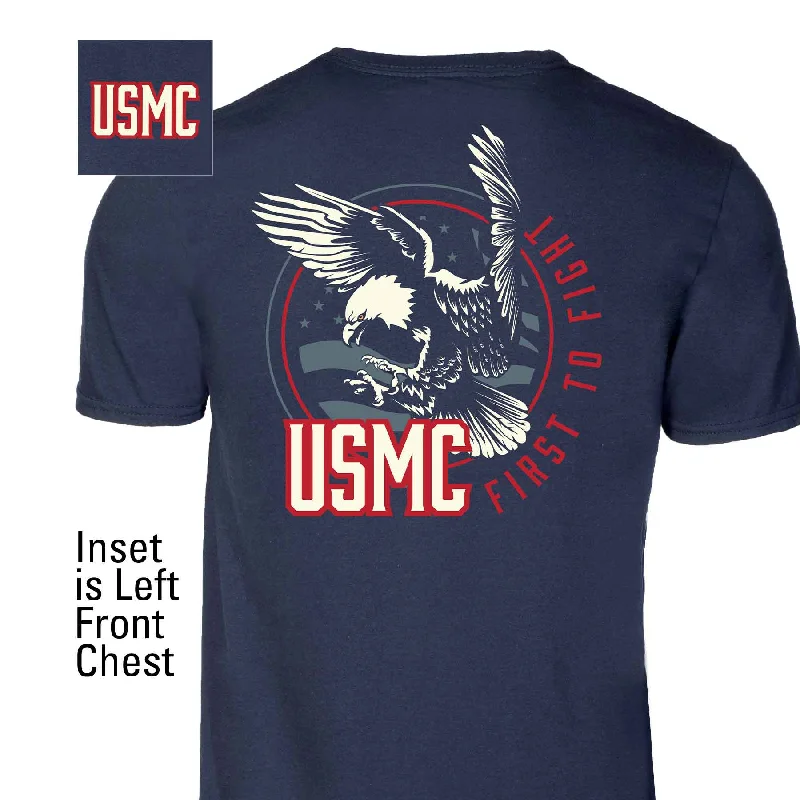 Men's moisture - wicking athletic t - shirts for intense workoutsFirst To Fight Eagle T-shirt