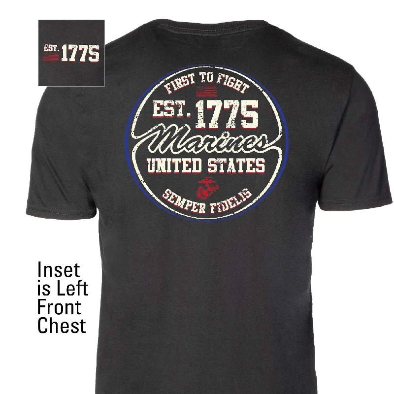 Men's distressed denim - look t - shirts with a rugged appealMarines Est. 1775 T-shirt