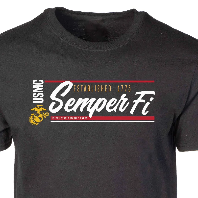 Men's plus - size pocket t - shirts with a classic lookUSMC Semper Fi Script T-shirt