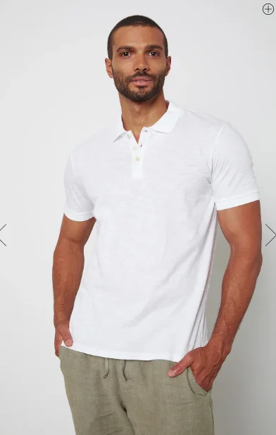 Men's ribbed cuffs and hem polo shirts for a textured lookVelvet Niko Polo White