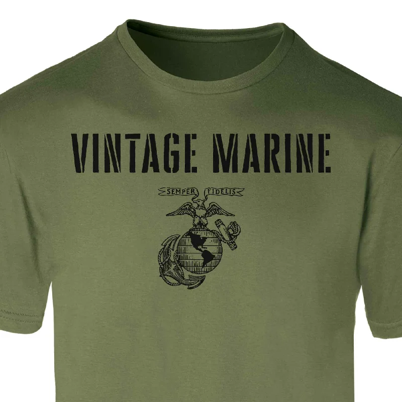 Men's button - front t - shirts with a unique artistic printVintage Marine T-shirt