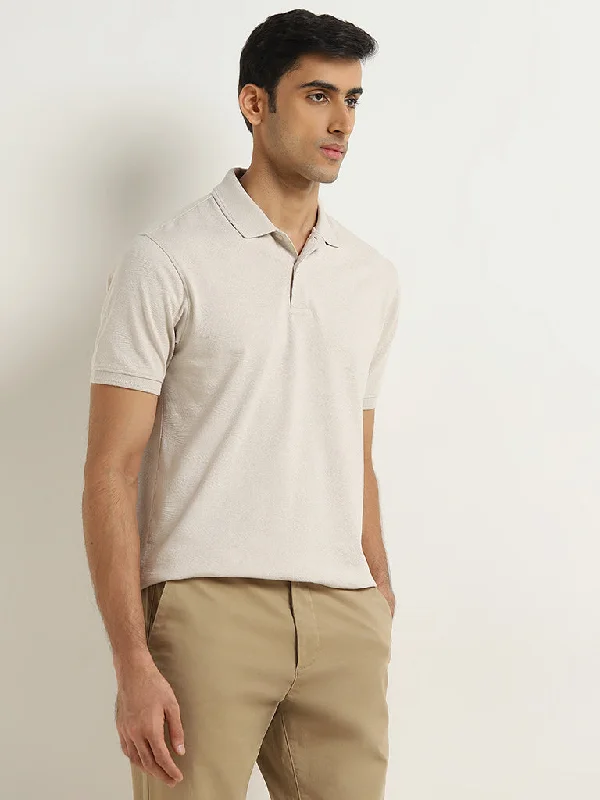 Men's reversible polo shirts with two different looksWES Casuals Beige Relaxed-Fit Polo T-Shirt