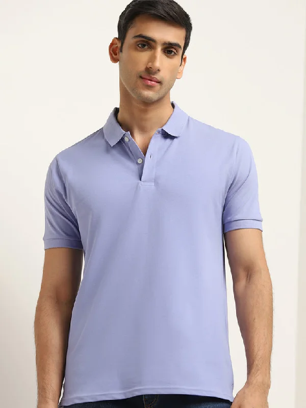 Men's antimicrobial polo shirts for odor - free daily wearWES Casuals Lilac Solid Slim Fit Polo T-Shirt