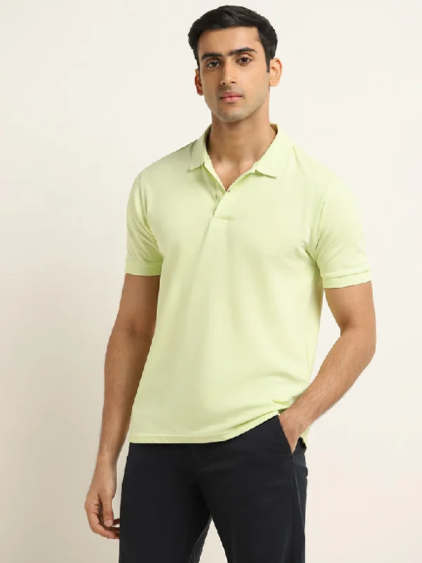 Men's lightweight performance polo shirts for tennis matchesWES Casuals Lime Solid Slim Fit Polo T-Shirt