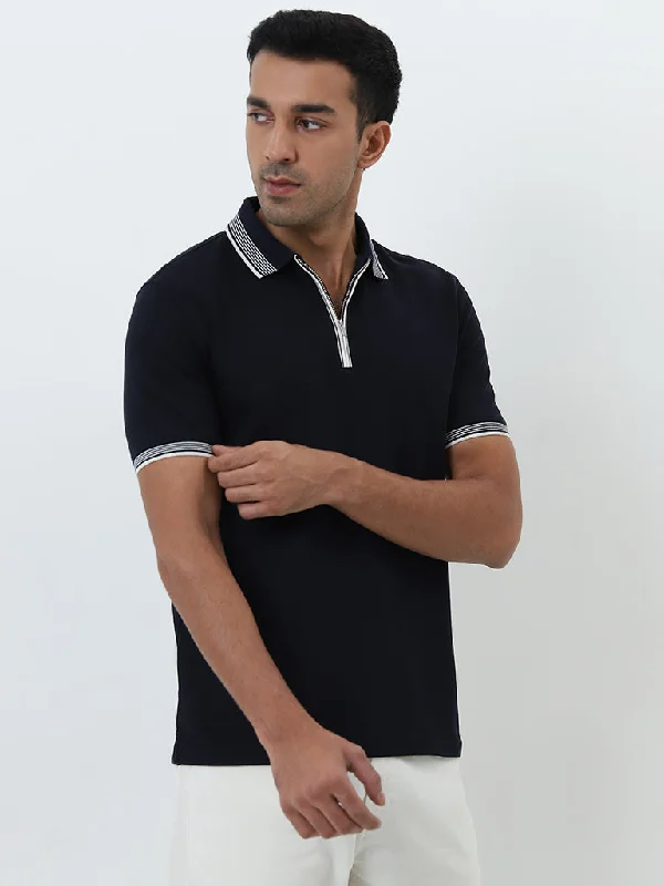 Men's quick - dry polo shirts for water sports activitiesWES Casuals Navy Relaxed-Fit Polo T-Shirt