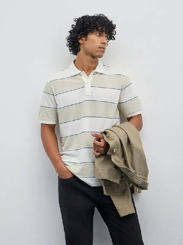 Men's high - collar polo shirts with a modern twistWES Casuals Sage Striped Relaxed-Fit Polo T-Shirt