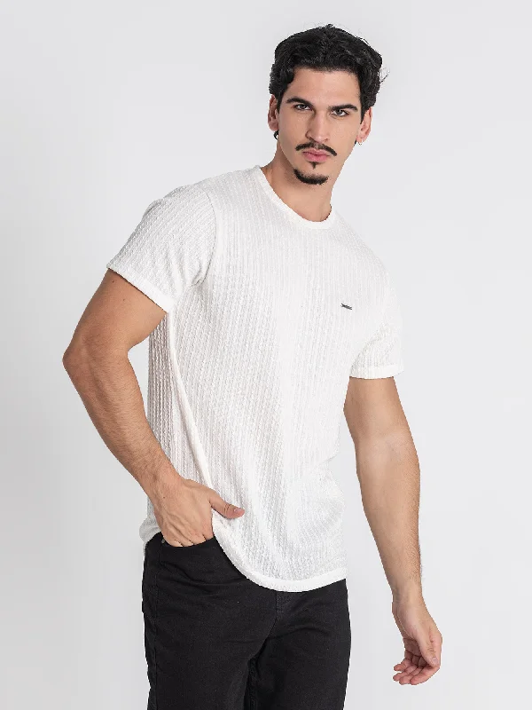 Men's mock - neck t - shirts with a modern and sleek styleWhite Braid Tee