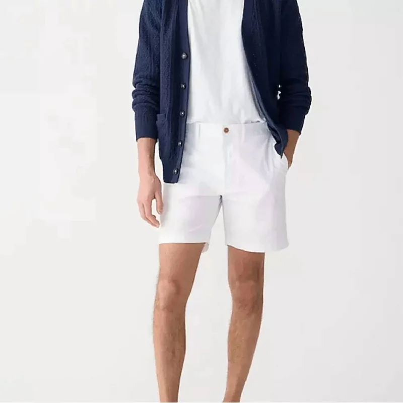 Men's side - stripe track shorts for a sporty running look7" Stretch Chino Shorts In White