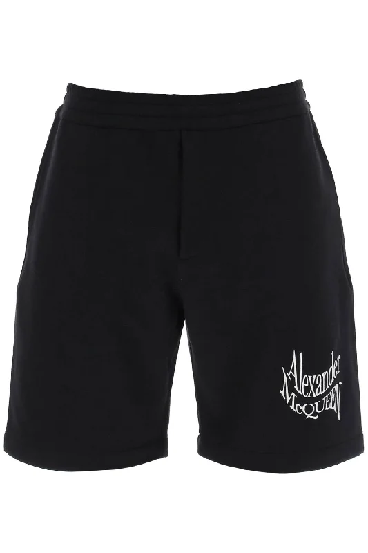 Men's elastic waistband lounge shorts for lazy weekends at homeAlexander Mcqueen Men's Warped Logo Sweat Shorts