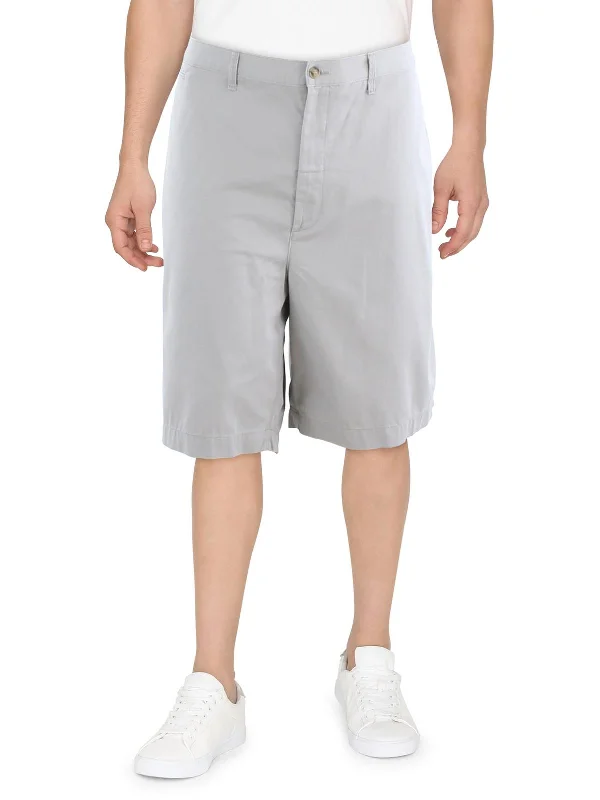 Men's wide - leg linen blend shorts for a relaxed beachside vibeBig & Tall Mens Logo Cotton Flat Front