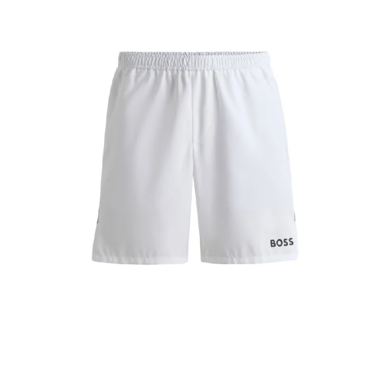 Men's distressed cotton shorts for a bohemian - inspired styleBOSS x Matteo Berrettini water-repellent shorts with logo print