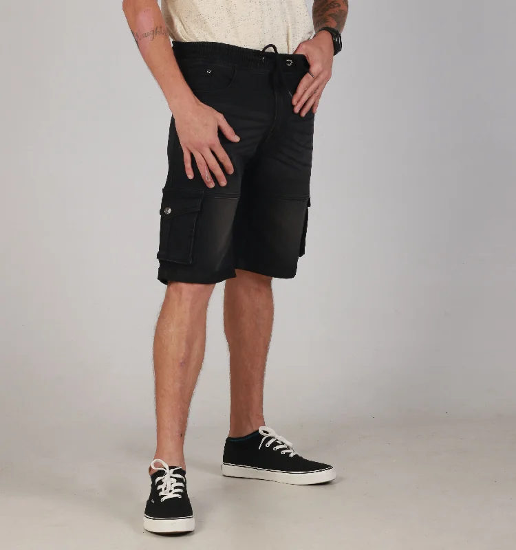 Men's elastic waistband lounge shorts for lazy weekends at homeCARGO DEN STRET KNIT-BLK