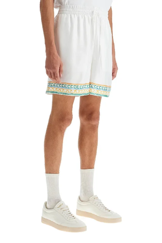 Men's wide - leg linen blend shorts for a relaxed beachside vibeCasablanca Silk Bermuda Shorts 'crayon Temple