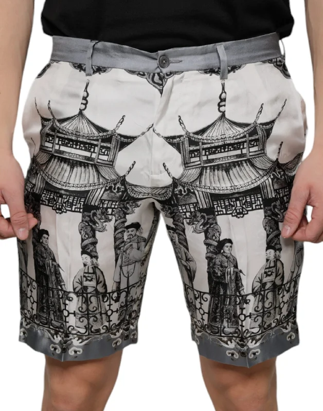 Men's adjustable - length convertible shorts for versatile useDolce & Gabbana multi Printed Silk Men Bermuda Men's Shorts