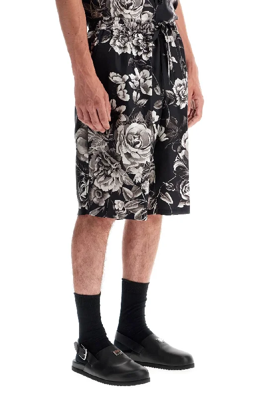 Men's button - fly denim work shorts for durability on the jobDolce & Gabbana Silk Floral Print Bermuda Shorts Set