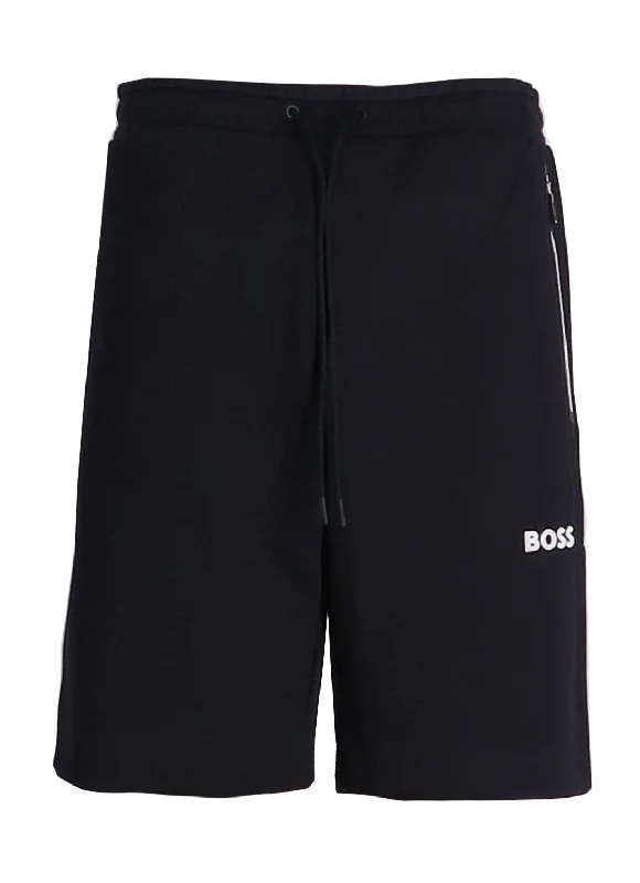 Men's moisture - wicking performance shorts for sweaty outdoor activitiesHugo Boss Men's Headlo 1 Cotton Knit Track Shorts, Dark Blue