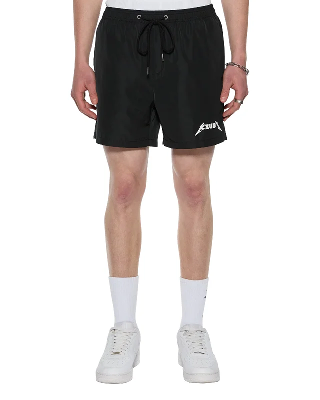 Men's zip - pocket canvas shorts for added functionality during travelLINE UP BOARDSHORT JET BLACK